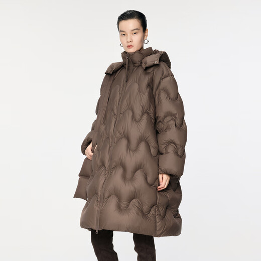 JNBY/Jiangnan Buyi Polani autumn and winter mid-length down jacket women's water ripple hooded 5OAC12630