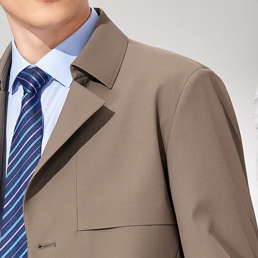 Antonio Mulberry Silk & Delicate Skin Friendly Comfortable Windproof Mid-Length Windbreaker Men's Versatile Business Casual Temperament Jacket