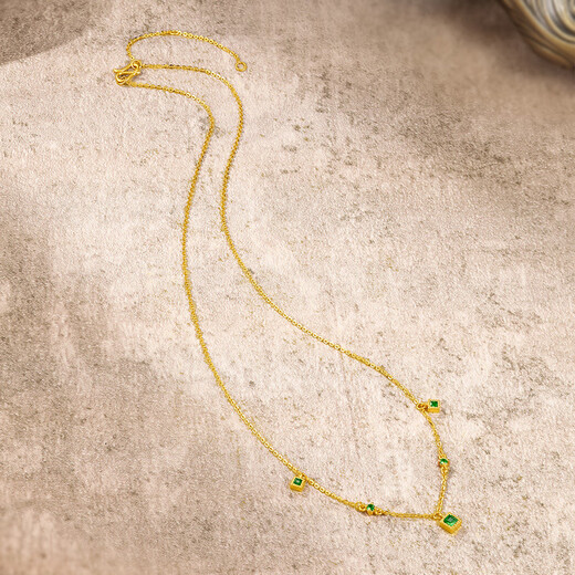 Saturday Welfare Lottery Gemstone Garnet Gold Pure Gold Necklace Birthday Gift for Girlfriend J0612457 About 2.35g 40+5cm