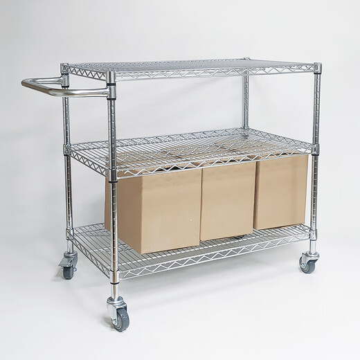 Wen Yijia three-layer tool cart stainless steel color turnover rack trolley truck mobile sorting truck puller handle needs to add layers double handle height