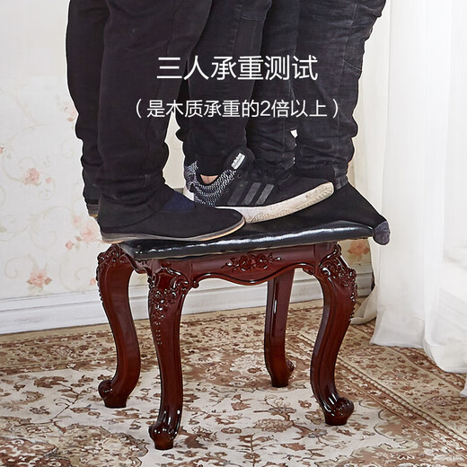 He Jiagong guzheng stool piano stool single European dressing table stool American makeup chair Chinese classical household square stool dark brown brown surface (square)