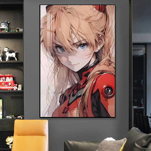 咏幻福音战士挂画明日香绫波丽装饰画初号机动漫女孩玄关画 EVA03 80*12035MM厚铝合金拉丝金色