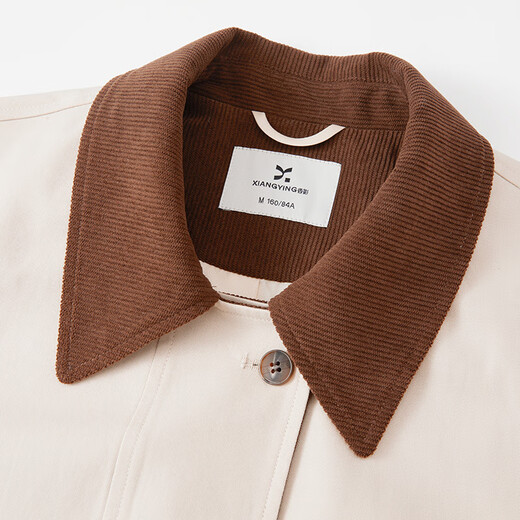 Xiangying Lapel Windbreaker Women's Mid-Length 2026 Spring New Lyocell Contrast Color Splicing Small Casual Jacket Camel S