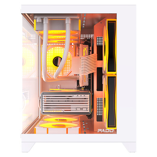 Peninsula iron box Baize 360U sea view room chassis MATX back plug without A-pillar 360 water-cooled desktop host desktop computer panoramic room white + Aurora ARGB fan 1 positive 5 reverse