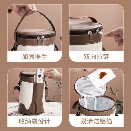 Raft Core Round Insulated Bag Lunch Box Bag Handbag Lunch Bag Aluminum Foil Thickened Lunch Box Bag Office Worker Lunch Bag Meal Bag Upgraded Oxford Cloth Round Insulated Bag-Small New Waterproof and Oil-Proof Lunch Box Insulated Bag Thickened Insulated