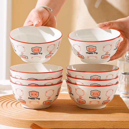Underglaze color cute cartoon dishes set 2 4.5-inch bowls