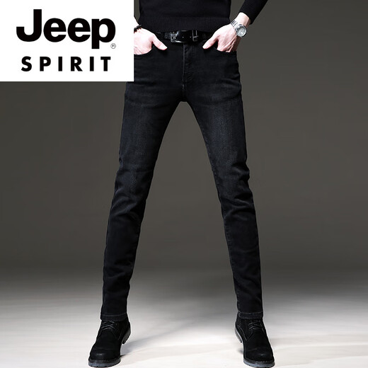 Jeep Spirit Summer Trend European Black High-End Jeans Männer koreanische Stil kleine Füße Hosen Trendy Marke Stretch Männer lässig Hosen 1049 Gray Regular 28