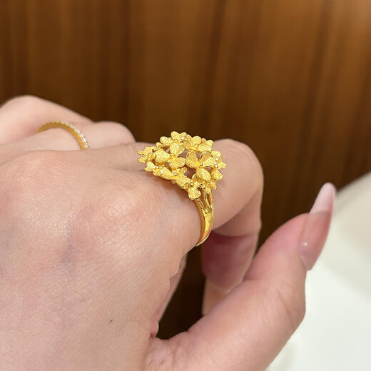 Ruinuo gold flower tower ring for women new pure gold 999 design ring birthday gift for girlfriend Gold flower tower ring / gold weight about 3.75g