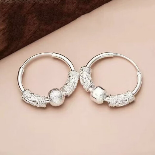 KZD Old Phoenix 999 pure silver earrings niche design ear buckles light luxury earrings earrings unpopular sterling silver pair sterling silver transfer bead earrings