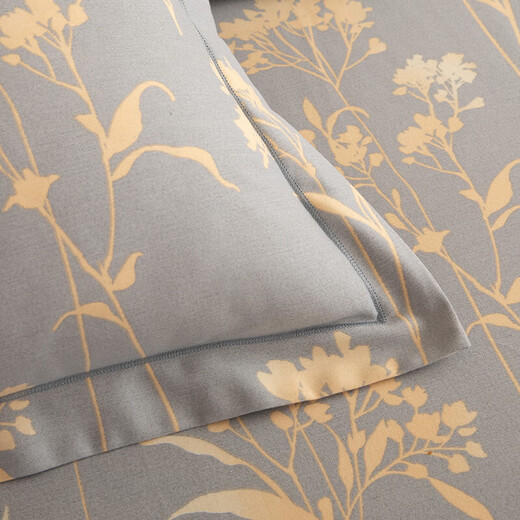 New French floral cotton four-piece set thickened brushed bed pure cotton bed sheet quilt cover quilt cover bed sheet three-piece set Huatianyuexia-grey comfortable and soft 1.8m bed sheet style four-piece set (quilt cover 200*230)