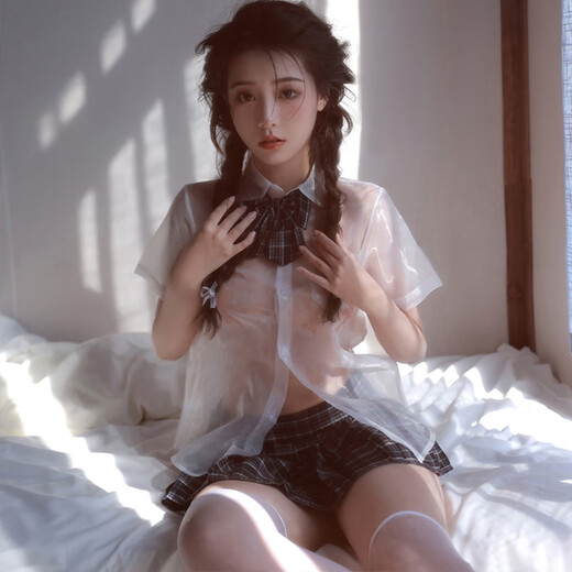 Liebe Dessous Frauen JK Uniform reine und niedliche Campus kleine Brüste sehen große sexy Kleidung rosa jk uniform + 9756 Netz Kleidung Durchschnittsgröße empfohlen 80-125 Jin [Jin gleich 0,5 kg]