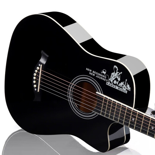 民谣吉他38寸41寸单板尤克里里男女新手初学者入门演奏木吉他 单板亮光38寸黑色+全套