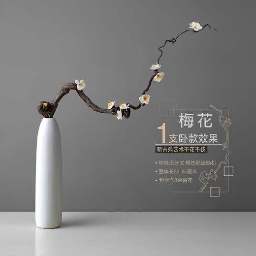 Aesthetic Hacker Dead Branches Real Plum Blossoms Dried Flowers Bouquet Living Room Decoration Natural Shaped Dry Branches Decorative Flower Arrangement Floor-standing Decoration Plum Blossom Sleeping Style 1 Branch Without Big Branches Contains 8 Flowers Not Excluding Vase