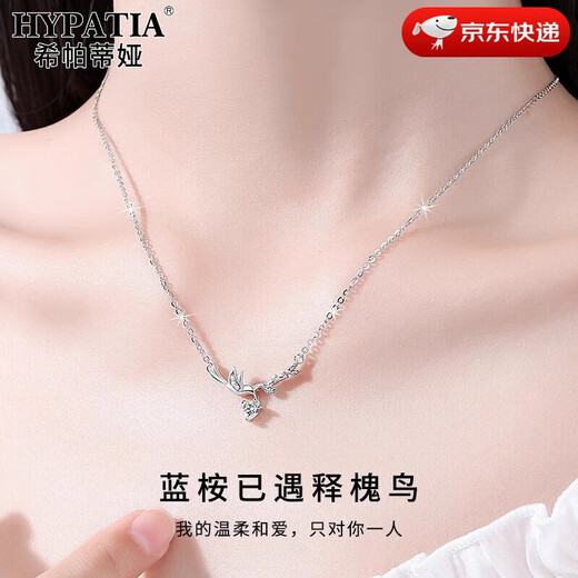 HYPATIA Eucalyptus has met the bird of relief 999 sterling silver necklace women's luxury niche clavicle chain birthday gift for girlfriend 999 silver Eucalyptus has met the necklace - rose gold