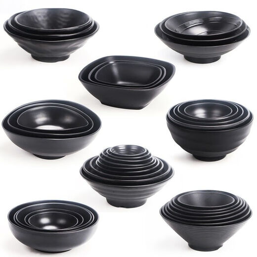 恩寿溯日式牛肉拉面碗商用黑色烤肉拌饭碗汤碗面碗塑料碗仿瓷麻辣烫大碗 W14088寸：600ml.