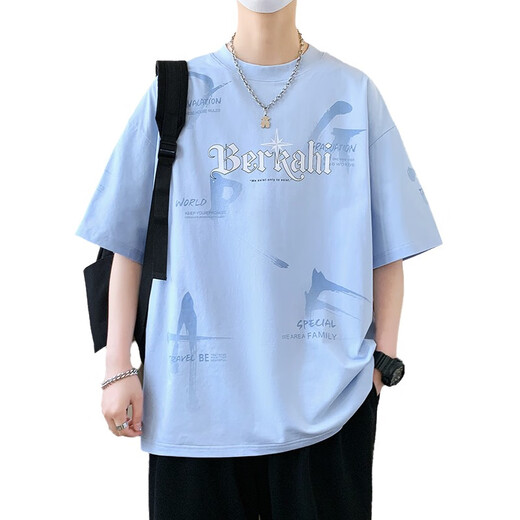 冉艺岚同款夏季短袖恤男孩岁初中学生宽松纯棉上衣青少年大童夏装 695米白单件短袖 品质保证 M 70-90斤左右