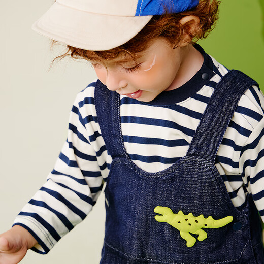 Mini Bala boys and girls overalls set cute and cute long-sleeved cotton T-shirt soft denim two-piece set 2025 autumn and winter new products