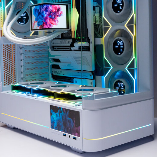 Jungle Leopard AC-02 sea view room chassis 5.5-inch HD screen/curved hyperboloid glass/back-mounted motherboard AC-02 curved glass chassis black