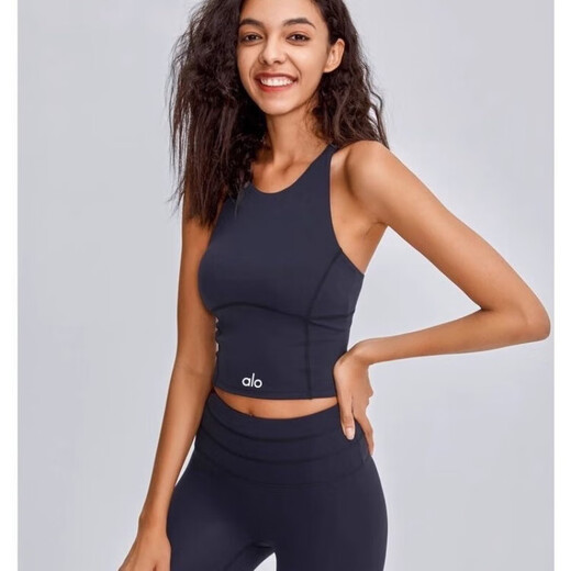 ALO YOGA yoga vest with chest pad, sports beautiful back, comfortable all-in-one quick-drying high-neck running fitness Pilates high-neck black bra L