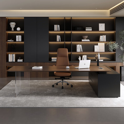 FUJIN high-end lifting boss desk president desk simple modern acrylic executive desk office leadership desk combination 2.6 meters boss desk + office chair