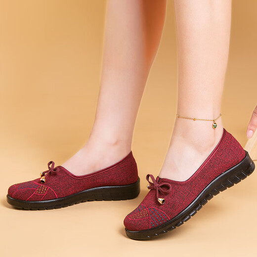 Boensa (BOENSA) mother shoes 50-60 years old fashionable old Beijing cloth shoes women's shoes official flagship store soft soles and does not tired feet middle-aged and elderly 7170-15 Cute color 35