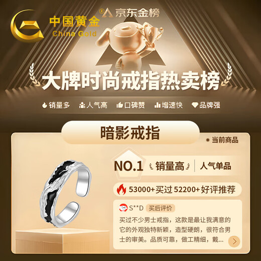 China Gold S925 Silver Shadow Ring Men's Live Single Tail Ring Jewelry Practical Birthday Gift for Boys to Give to Boyfriend Romantic Rose Gift Box *Shipping from Yagura/Fast Delivery