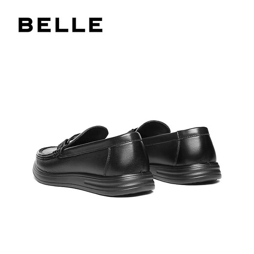 Belle Casual Business Loafers Men's 25 New Autumn Cow Leather Slip-On Peas Shoes A2130CM5 Black 42 (260mm)
