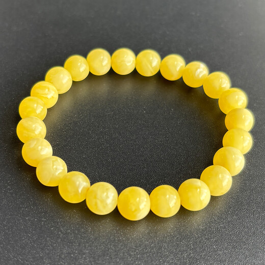 Yuzhi 1 item, 1 certificate, 1 shot, natural Russian raw ore, unoptimized beeswax bracelet, amber bracelet, bead diameter 8.2mm, hand circumference 15.6cm, 6.8g G672