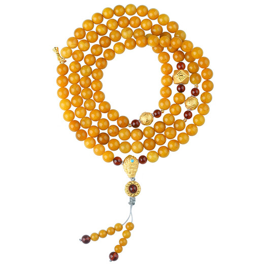 Potala Palace beeswax blood amber 108 beads multi-circle bracelet solid gold six-character mantra amber bracelet for men and women birthday gifts