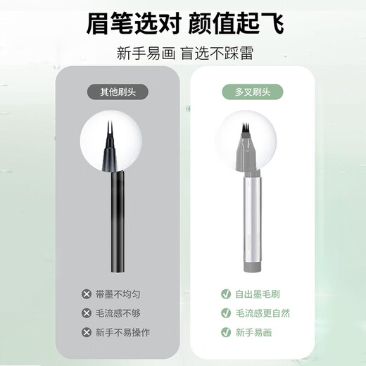 Makeup deer multi-pronged water eyebrow pencil, two or three prongs, waterproof, sweat-proof, non-fading, clear roots, wild eyebrows, natural, gray and black