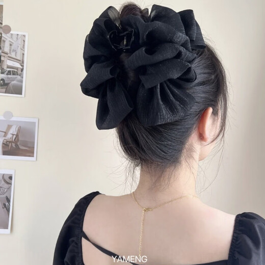 Jiao Xuefei Black Mesh Large Clip Back of Head Hair Clip Shark Clip Bag Face Up Hairstyle Lady Style Hair Accessory