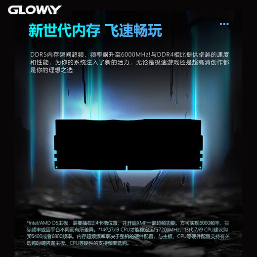 Gloway 32GB (16GBX2) DDR5 6000 desktop memory module Shenwu RGB light strip Hynix A-die CL28 space gray partially compatible