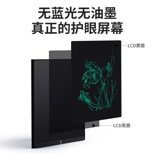 PBJ超薄细笔迹液晶手写板不扩散办公教育草稿写字板学生画板电子笔记本全面手绘板小黑板可扫描留言板 9.5英寸-黑【商务黑皮套款】