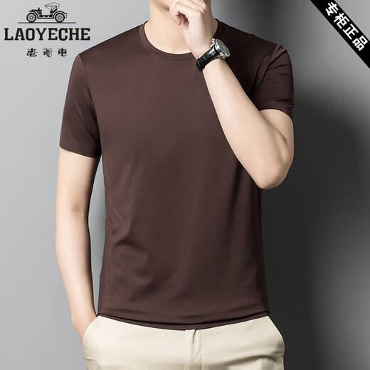 老爷车男装短袖真丝T恤2025夏季新款桑蚕丝高档名牌半袖潮男上衣 9859黑色 均码 180/96A