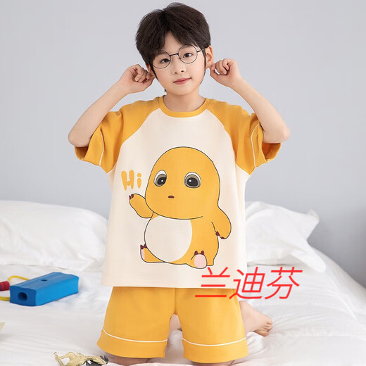 奶龙衣服套装奶龙儿童睡衣夏季薄款男孩短袖中大童卡通套装初中生 100棉nt-691蛋仔 均码 12码身高113-123厘米38-45斤