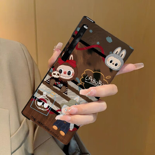 Labubu zimomo is suitable for Huawei matexs2 folding flip leather case mobile phone case labubu bubble mate full screen labubu all-inclusive flip leather case Huawei Mate Xs2