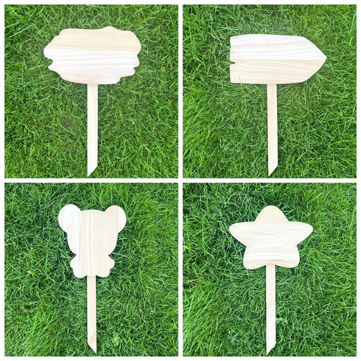 DIY letrero de clase en blanco de madera pintado a mano área de plantación de jardín de infantes huerto letrero de campo de vegetales etiqueta de planta de jardín letrero de inserción 04 modelos_32 * 19 cm_poste 65 cm_lugar impermeable y anticorrosión