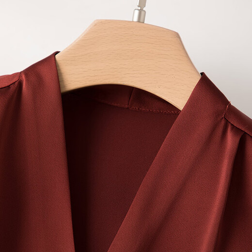 Late White Exclusive 2025 Autumn Fashionable and Western Style Top Chinese Red Long Sleeve Shirt Women's Shirt Dark Red M