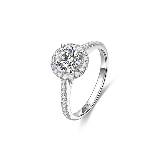 Siele white 18K gold set with 1 carat man-made diamond cluster set ring with man-made diamonds as a birthday gift for girlfriend 1 carat/D/VVS/3EX/N