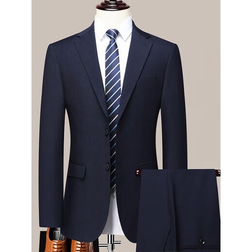 SEVEN 7 Seven brand men's suit casual suit spring and autumn business men's thin section professional decoration body style fashionable two-piece set Navy blue (top + pants) 2XL 185- (recommended 145-160Jin Jin equals 0.5 kg)