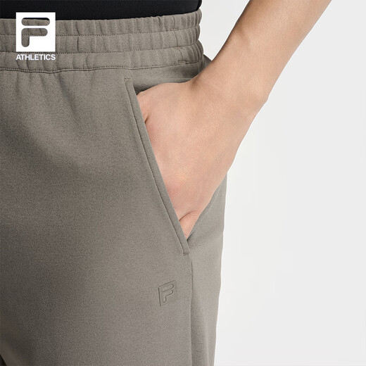 FILA Official Men's Knitted Pants 2025 Autumn New Fitness Sports Simple Loose Straight Pants Wooden Brown-BN XL 180/88A/XL