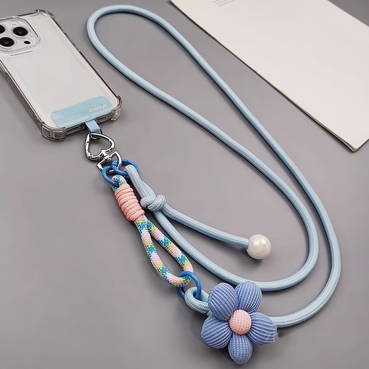 Mobile phone lanyard hanging neck crossbody key chain children's artifact reinforced anti-fall and anti-lost safety rope nylon wrist style crossbody style blue pastel removable hand rope | high-end anti-lost | 2025 new product