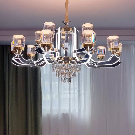 NVC (NVC) NVC 20252025 new modern light luxury living room chandelier European style crystal lamp arm light-emitting 6 heads three-color dimming without remote control and no security guarantee