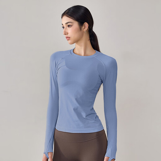 LULULMCCTN High Elastic Fitness Top Women's Slim Fit Running Pilates Professional Training Sports Bottoming Long Sleeve T-Shirt Yellow XL