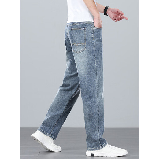 LEE KIDS men's light business loose straight jeans lightweight and breathable elastic cotton and ammonia blend light luxury easy-to-maintain casual pants J9901 light blue 28 (2 feet 1)100Jin [Jin equals 0.5 kg]