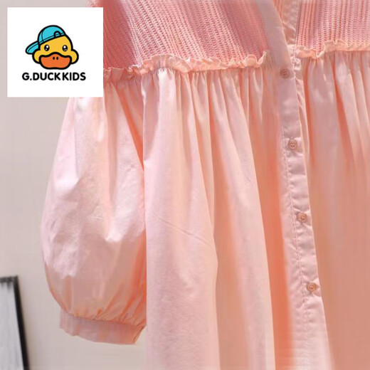 G.duck Little Yellow Duck Girls Autumn Style Shirt Western Style Children's Clothing 2025 Korean Version New Korean and Chinese Big Children's Casual Top Apricot Puff Sleeve Shirt 150 cm