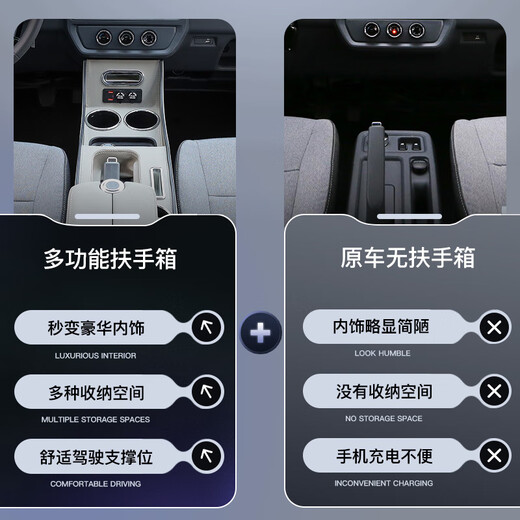 Gongma 2024 Wuling Yangguang EV armrest box armrest box modified central channel central control interior special accessories double switch type A black fast charging + wireless charging Wuling Yangguang EV