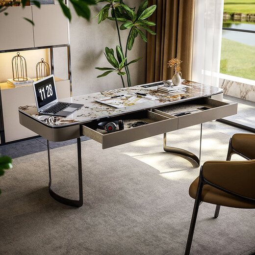 Jijiafeiju modern light luxury desk home desk study designer simple slate Italian style minimalist desk lacquered surface + without desktop socket - desk 1.2m