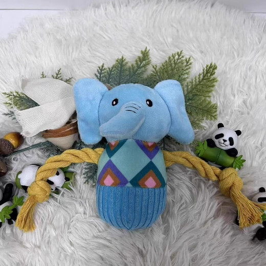Qi Oh Dog Toy Knotted Elephant Sounds Self-Happiness Teething Resistant Pet Puppy Plush Doll Big Dog Pet Supplies Knotted Elephant