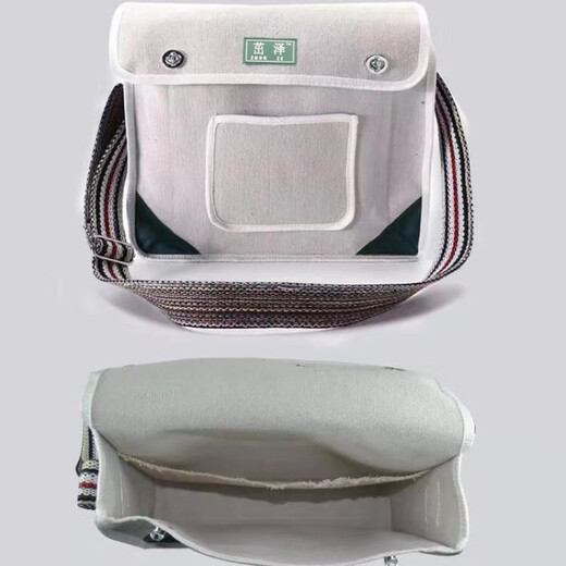 Meikejie one-shoulder thickened construction site wear-resistant white multi-functional bricklayer repair tool bag canvas white 40*12*30CM